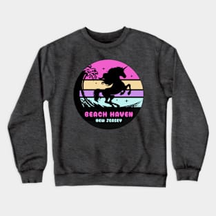 Surfing Unicorn At Beach Haven, New Jersey Crewneck Sweatshirt